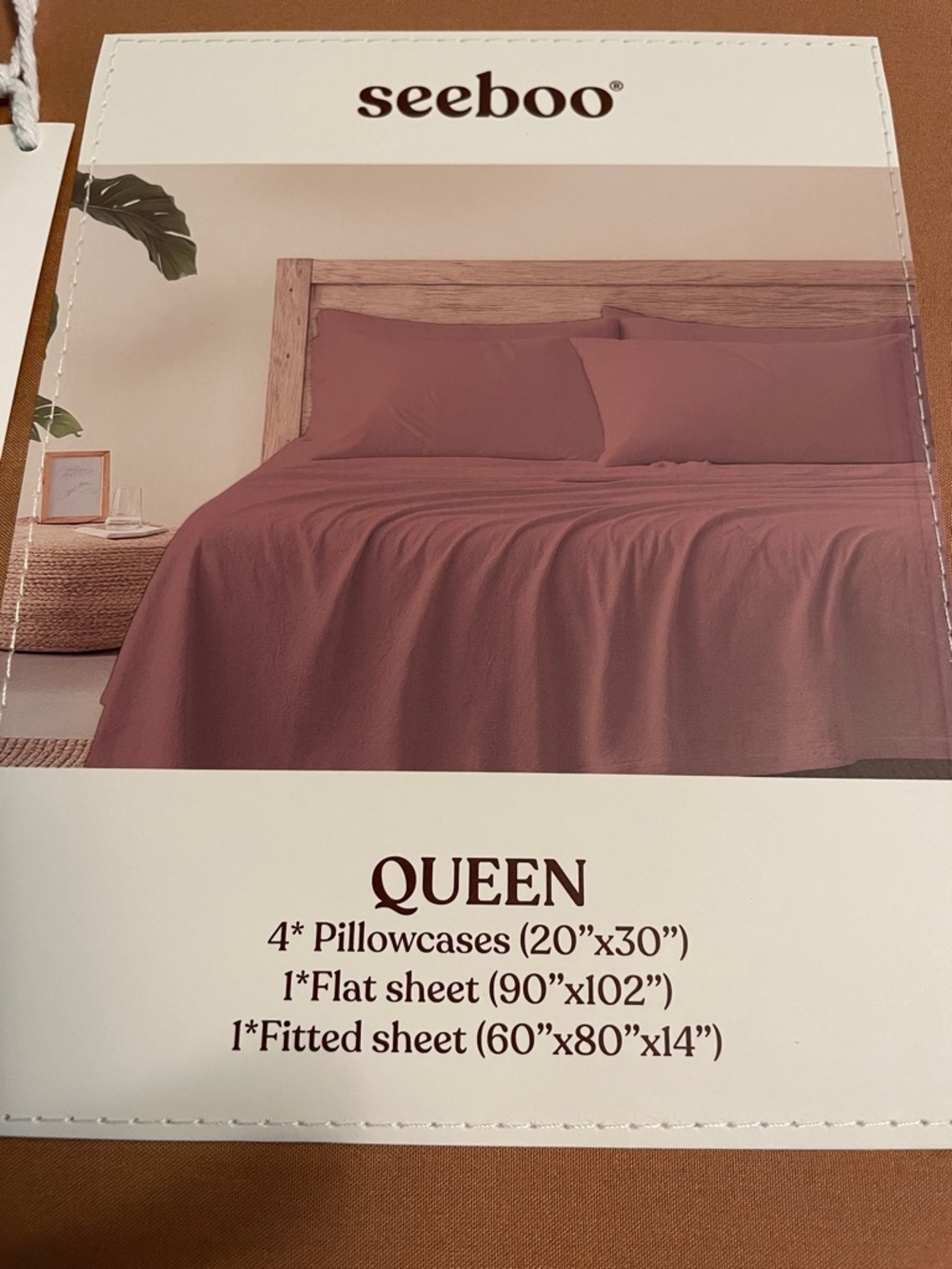 SEEBOO 6-piece Ultra Soft Sheet Set, Deep Pocket, Queen, Mocha